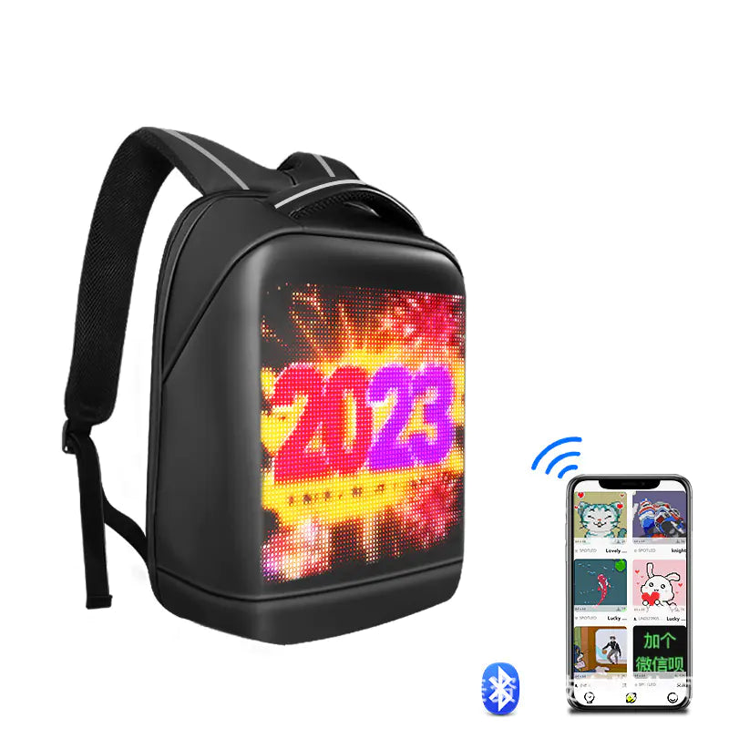 LED Backpack with Display Screen for Outdoor Travel