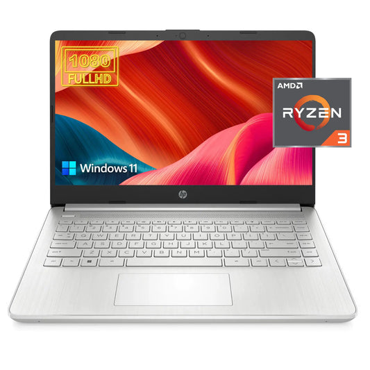 HP 2023 14 Laptop for Productivity and Entertainment14" FHD Display 8GB RAM 256GB SSD AMD Ryzen 3 Processor Upto 3.5GHz Type-C HDMI Fast Charge 10 Hrs Long Battery Life Windows 11