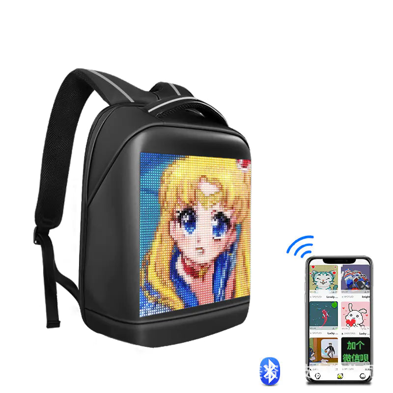 LED Backpack with Display Screen for Outdoor Travel